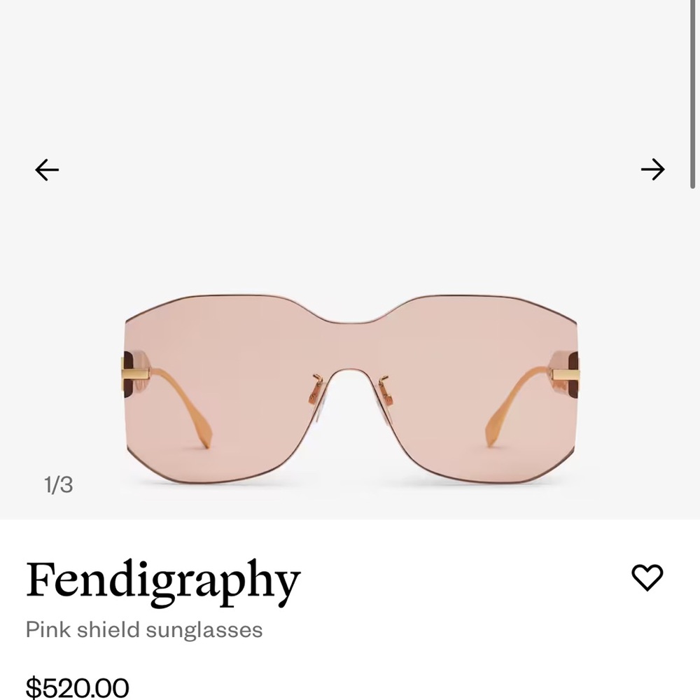 Fendi Pink Rimless Sunglasses Modern Shield Design